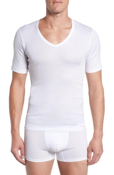 Shop Hanro Cotton Pure V-neck T-shirt In White