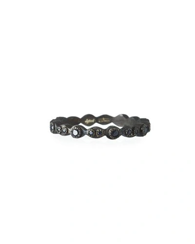 Shop Armenta New World Scalloped Ring With Black Sapphires In Silver