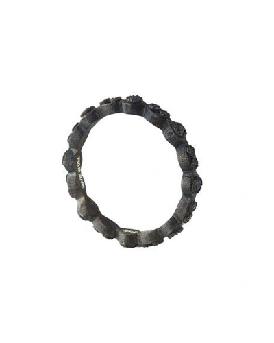 Shop Armenta New World Scalloped Ring With Black Sapphires In Silver