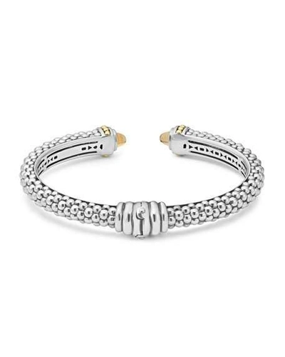 Shop Lagos 8mm Sterling Silver Caviar Hinge Cuff Bracelet In Citrine