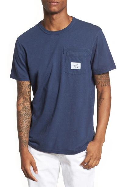 Shop Calvin Klein Jeans Est.1978 Webbed Pocket T-shirt In Mood Indigo