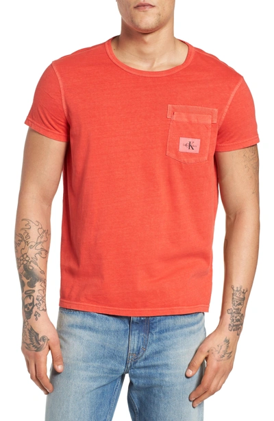 Shop Calvin Klein Jeans Est.1978 Webbed Pocket T-shirt In Wild Orange