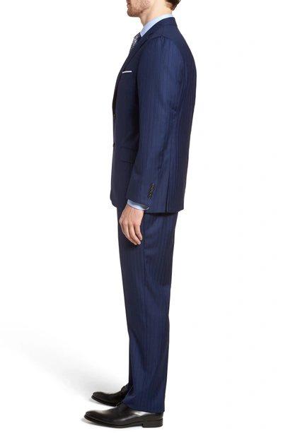 Shop Hickey Freeman Classic B Fit Stripe Wool Suit In Navy Stripe