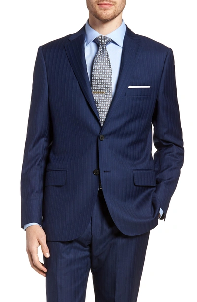 Shop Hickey Freeman Classic B Fit Stripe Wool Suit In Navy Stripe