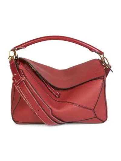 Shop Loewe Small Leather Puzzle Bag In Rouge
