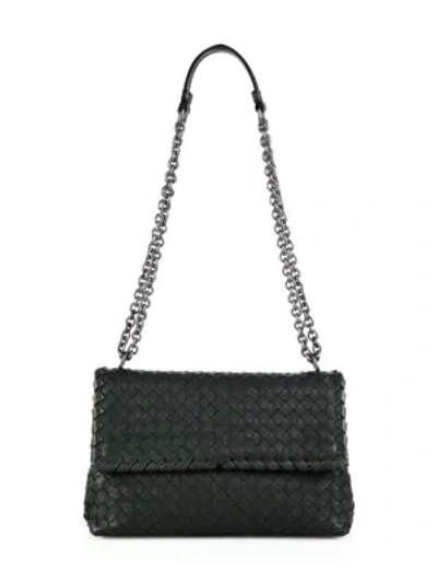 Shop Bottega Veneta Olimpia Small Intrecciato Leather Shoulder Bag In Black
