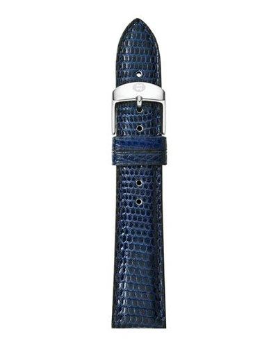 Shop Michele 18mm Lizard Skin Watch Strap In Navy