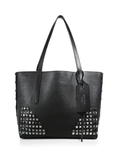 Shop Jimmy Choo Studded Leather Tote In Black
