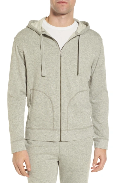 Shop Ugg Elliot Terry Cotton Blend Zip Hoodie In Seal