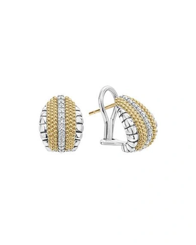 Shop Lagos Lux Small Shrimp Earrings With Diamonds In Silver