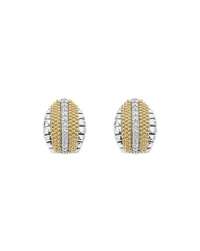 Shop Lagos Lux Small Shrimp Earrings With Diamonds In Silver