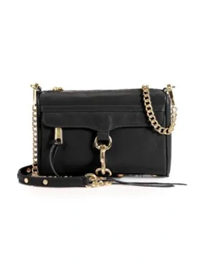Shop Rebecca Minkoff Mini Mac Leather Chain Crossbody Bag In Black