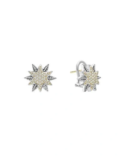 Shop Lagos Sterling Silver & 18k Gold Star Stud Earrings With Diamonds