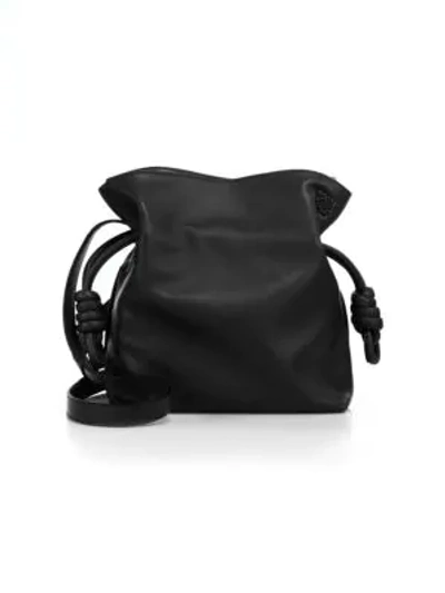 Shop Loewe Flamenco Knot Small Leather Shoulder Bag In Black