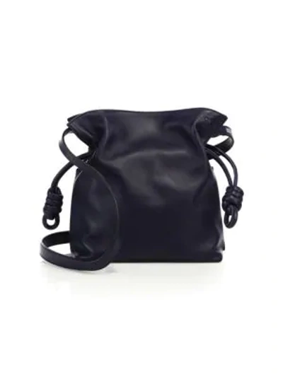 Shop Loewe Flamenco Knot Small Leather Shoulder Bag In Marine