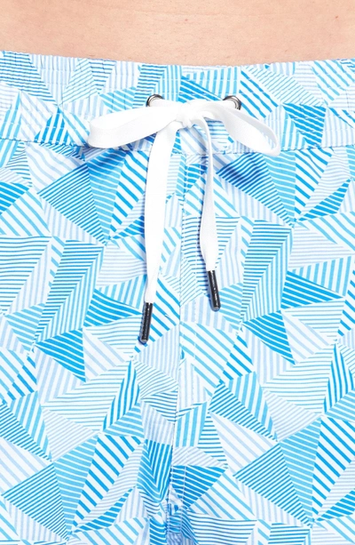 Shop Danward Print Swim Trunks In Light Blue
