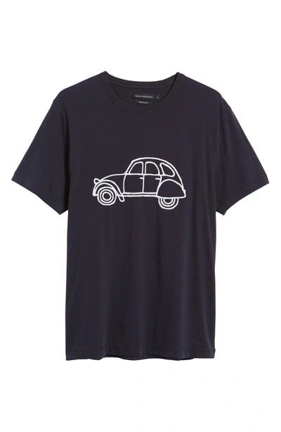 Shop French Connection Car Slim Fit Crewneck T-shirt In Utility Blue/ White