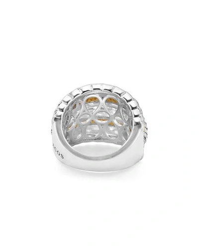 Shop Lagos Lux Medium Band Ring With Diamonds In Silver