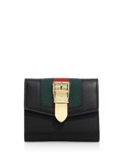 Shop Gucci Sylvie Small Leather Wallet In Nero