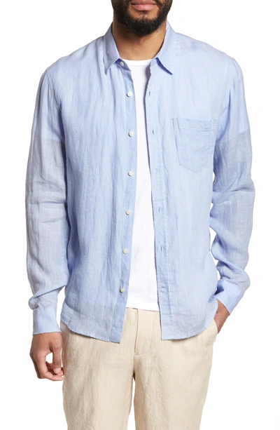 Shop Vince Washed Slim Fit Linen Sport Shirt In Feather