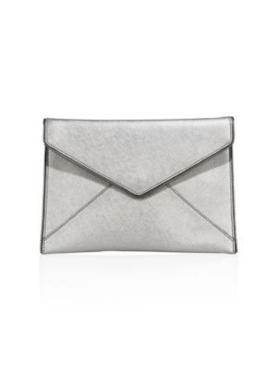Shop Rebecca Minkoff Leo Saffiano Leather Envelope Clutch In Anthracite