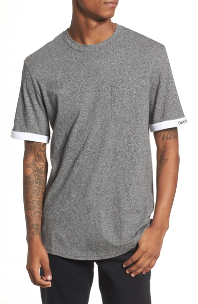 Shop Calvin Klein Jeans Est.1978 Rolled Cuff Pocket T-shirt In Granite Heather