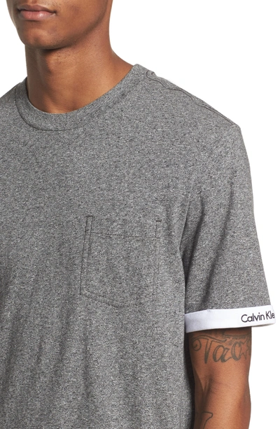 Shop Calvin Klein Jeans Est.1978 Rolled Cuff Pocket T-shirt In Granite Heather