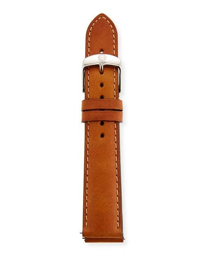Shop Michele 18mm Leather Watch Strap In Brown
