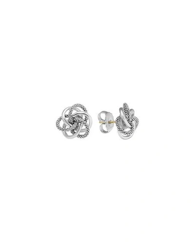 Shop Lagos Silver Smooth/caviar Knot Stud Earrings