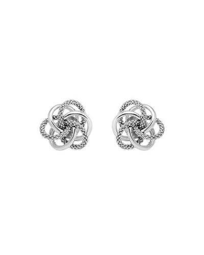 Shop Lagos Silver Smooth/caviar Knot Stud Earrings