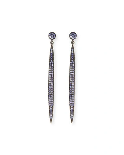 Shop Margo Morrison Pave Spear Dangle Earrings In Bright Blue