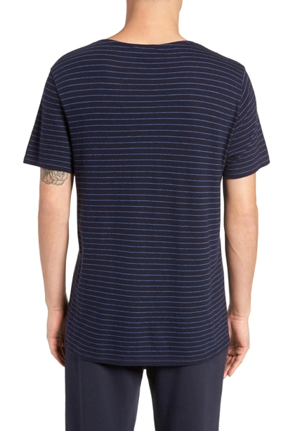 Shop Vince Raw Edge Stripe T-shirt In New Coastal/ H Lake