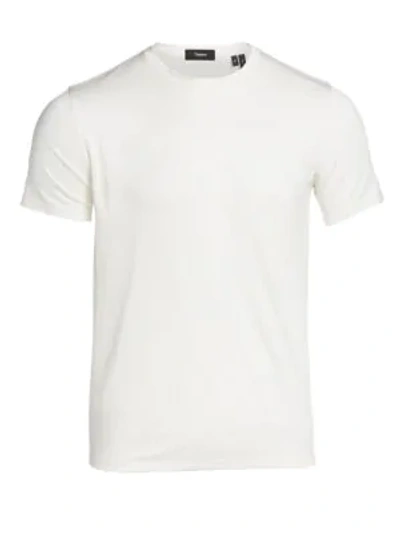 Shop Theory Claey Plaito Regular-fit Cotton Tee In Ivory