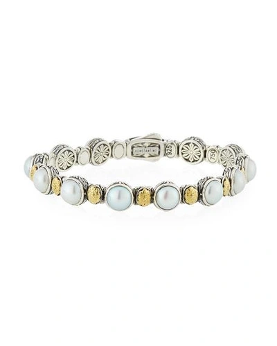 Shop Konstantino Hestia Mother-of-pearl Station Bracelet In Yellow/gray