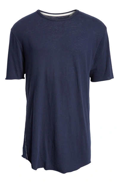 Shop Rag & Bone Hartley Crewneck Cotton & Linen T-shirt In Navy