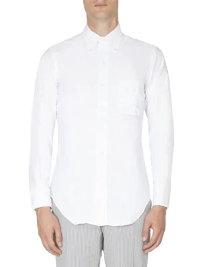 Shop Thom Browne Men's Solid Button-down Shirt In White