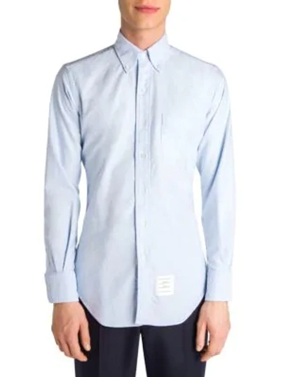 Shop Thom Browne Men's Solid Button-down Shirt In Light Blue