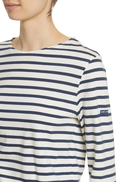 Shop Saint James Minquiers Moderne Striped Sailor Shirt In Off White/ Navy