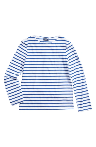 Shop Saint James Minquiers Moderne Striped Sailor Shirt In White/ Light Blue