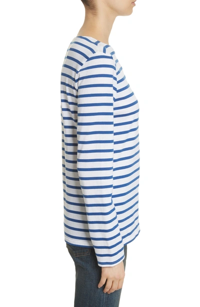 Shop Saint James Minquiers Moderne Striped Sailor Shirt In White/ Light Blue