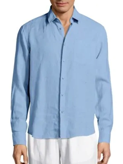Shop Vilebrequin Lagoon Linen Shirt In Sky Blue