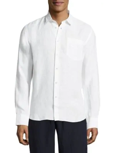 Shop Vilebrequin Men's Lagoon Linen Shirt In White