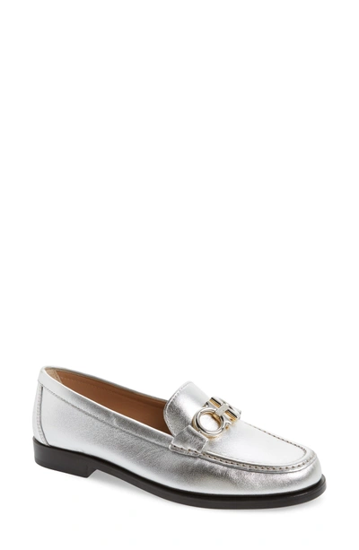 Shop Ferragamo Rolo Reversible Bit Loafer In Silver