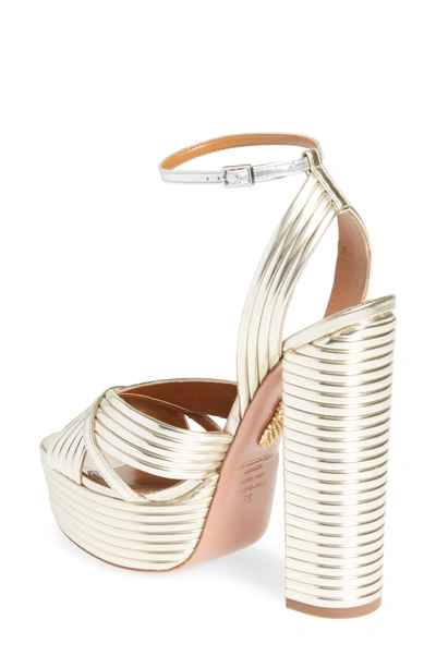 Aquazzura Sundance 140 Crystal-embellished Platform Sandals In Light Gold