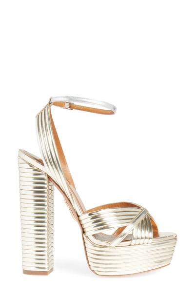 Aquazzura Sundance 140 Crystal-embellished Platform Sandals In Light Gold