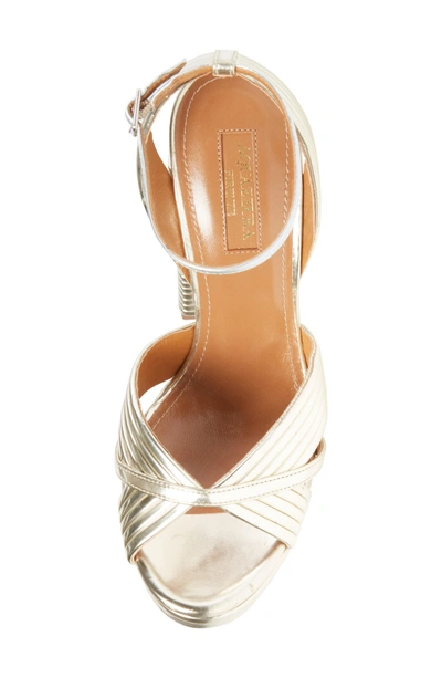 Aquazzura Sundance 140 Crystal-embellished Platform Sandals In Light Gold