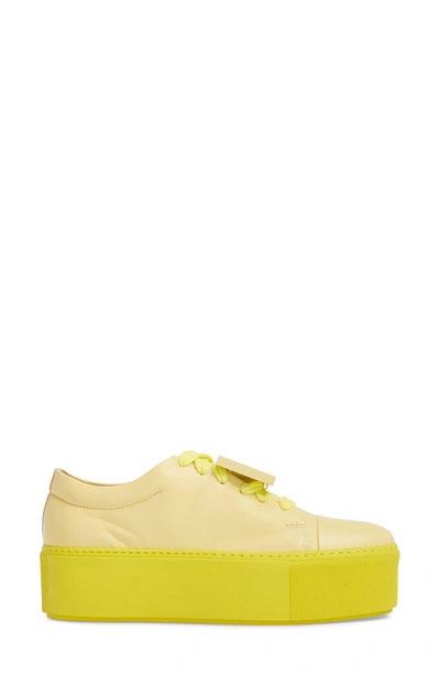 Shop Acne Studios Drihanna Nappa Leather Platform Sneaker In Solid Pale Yellow