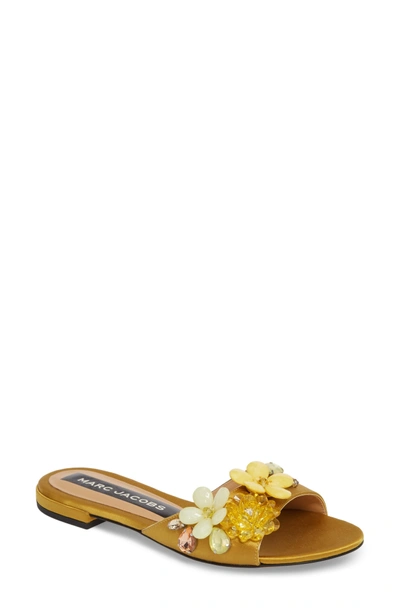 Shop Marc Jacobs Clara Embellished Slide Sandal In Gold