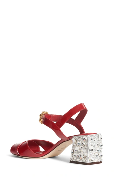Shop Dolce & Gabbana Crystal Embellished Sandal In Red