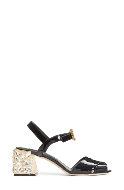 Shop Dolce & Gabbana Crystal Embellished Sandal In Black
